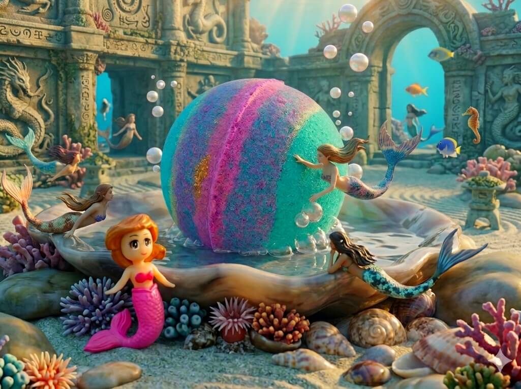 Mermaid Kids Bath Bomb with Mermaid Toy Inside - Berwyn Betty's Bath & Body Shop