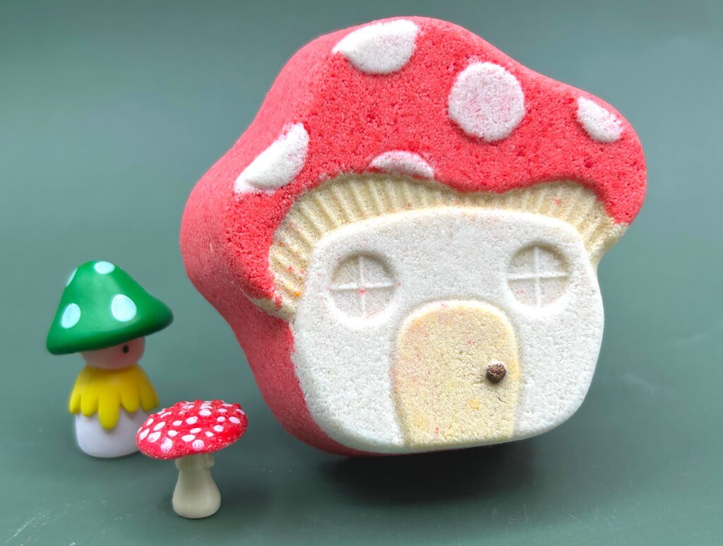 Mushroom Cottage Kids Bath Bomb with Mushroom Fairy Figure Inside - Berwyn Betty's Bath & Body Shop