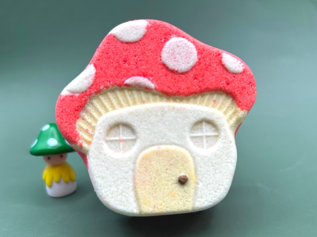 Mushroom Cottage Kids Bath Bomb with Mushroom Fairy Figure Inside - Berwyn Betty's Bath & Body Shop