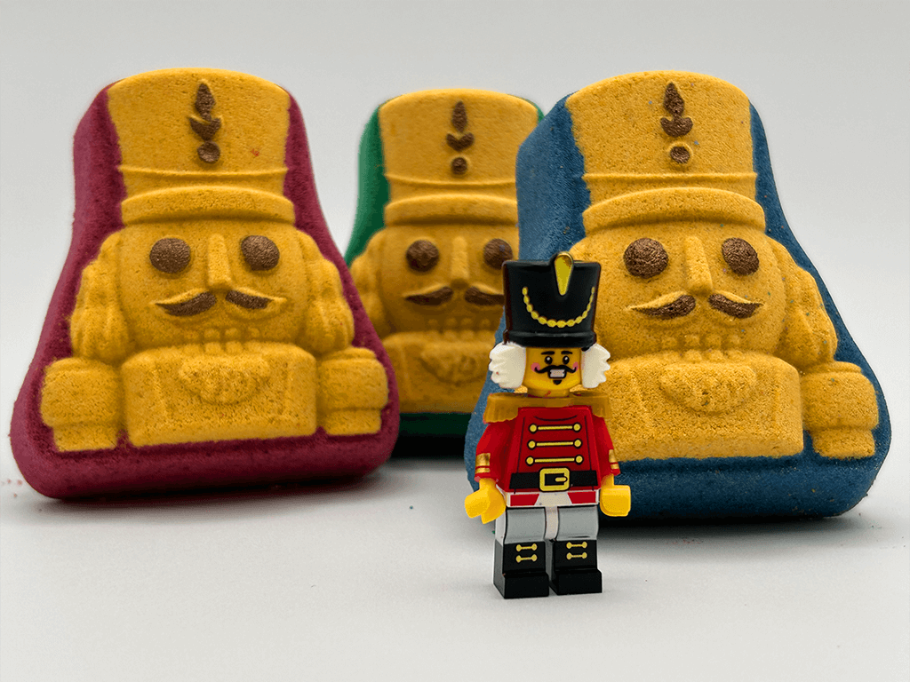 Nutcracker Sugar Cookie Kids Bath Bomb with Nutcracker Minifigure Inside - Berwyn Betty's Bath & Body Shop