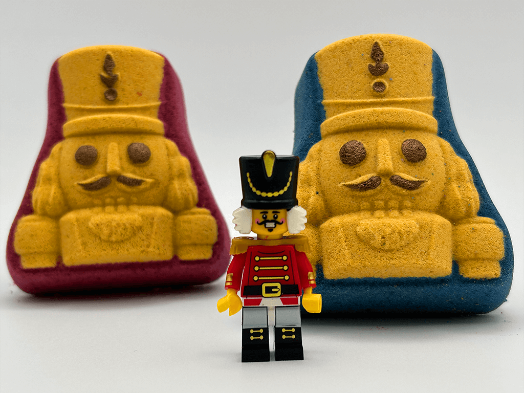 Nutcracker Sugar Cookie Kids Bath Bomb with Nutcracker Minifigure Inside - Berwyn Betty's Bath & Body Shop