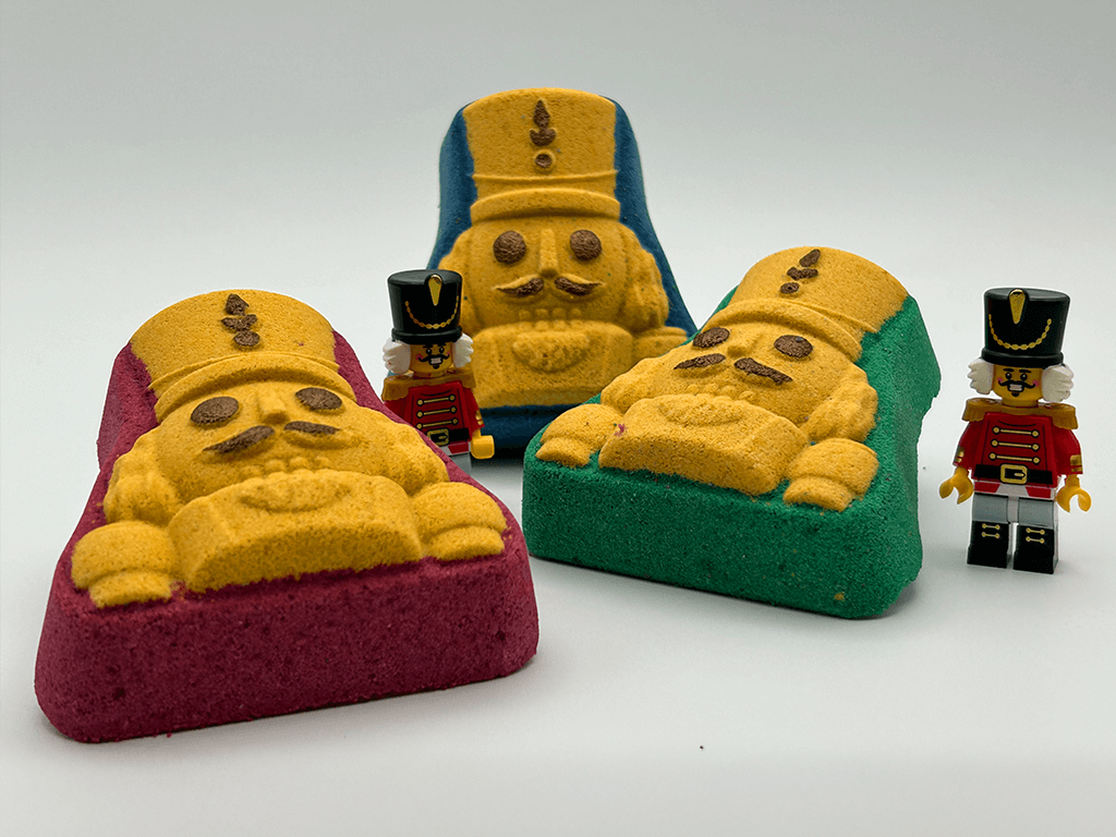 Nutcracker Sugar Cookie Kids Bath Bomb with Nutcracker Minifigure Inside - Berwyn Betty's Bath & Body Shop