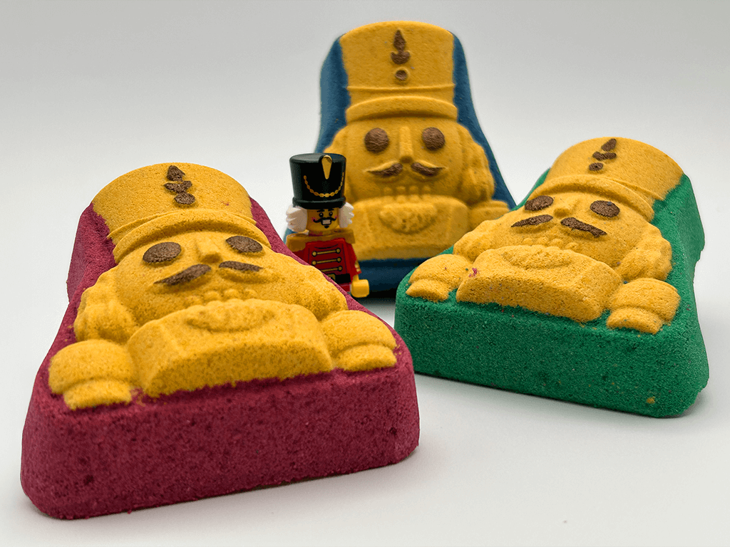 Nutcracker Sugar Cookie Kids Bath Bomb with Nutcracker Minifigure Inside - Berwyn Betty's Bath & Body Shop