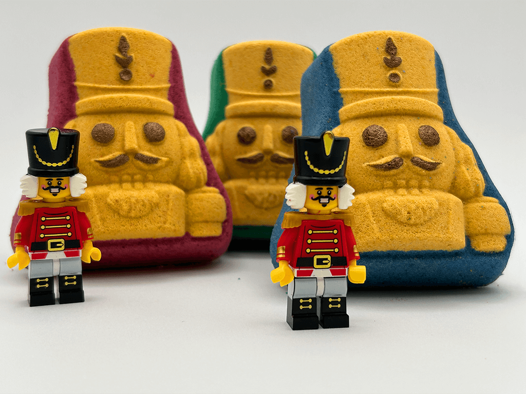 Nutcracker Sugar Cookie Kids Bath Bomb with Nutcracker Minifigure Inside - Berwyn Betty's Bath & Body Shop