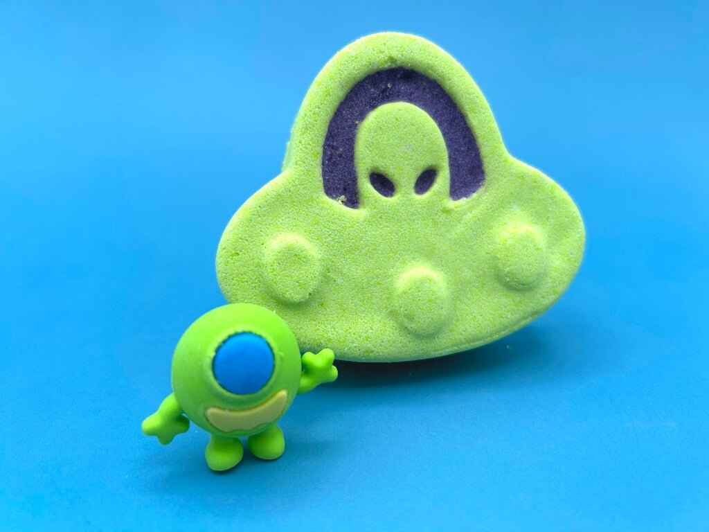 Outer Space UFO Kids Bath Bomb with Outer Space Eraser Toy Inside - Berwyn Betty's Bath & Body Shop