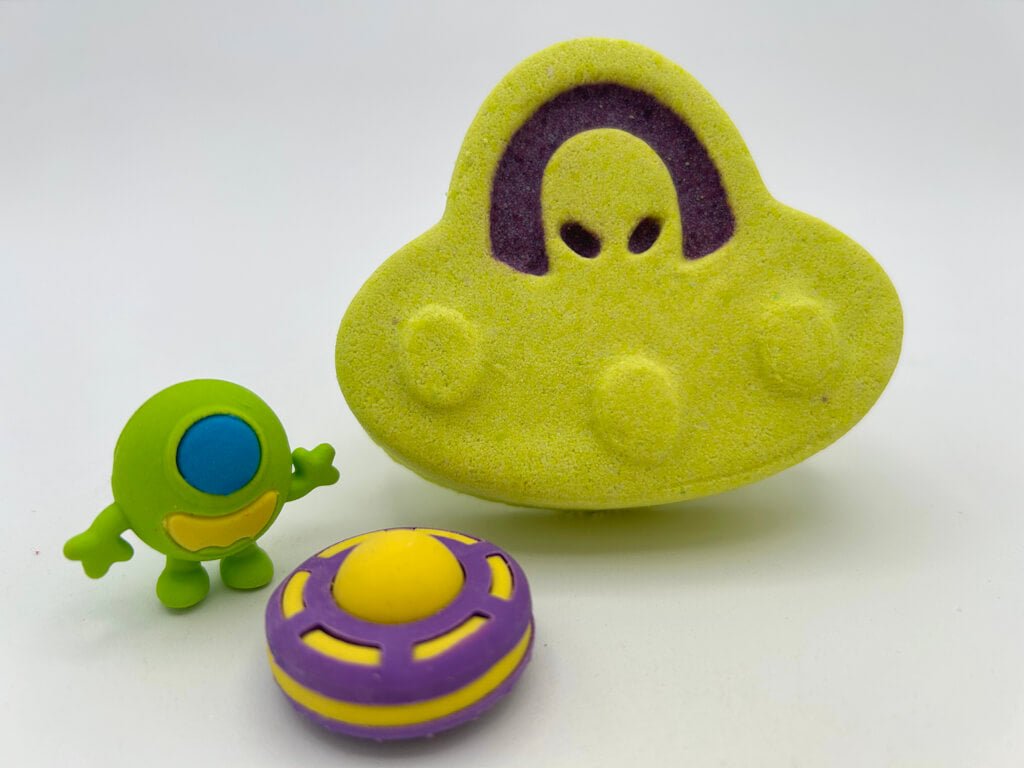 Outer Space UFO Kids Bath Bomb with Outer Space Eraser Toy Inside - Berwyn Betty's Bath & Body Shop