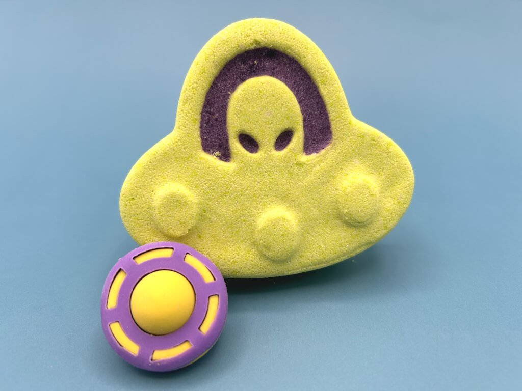 Outer Space UFO Kids Bath Bomb with Outer Space Eraser Toy Inside - Berwyn Betty's Bath & Body Shop