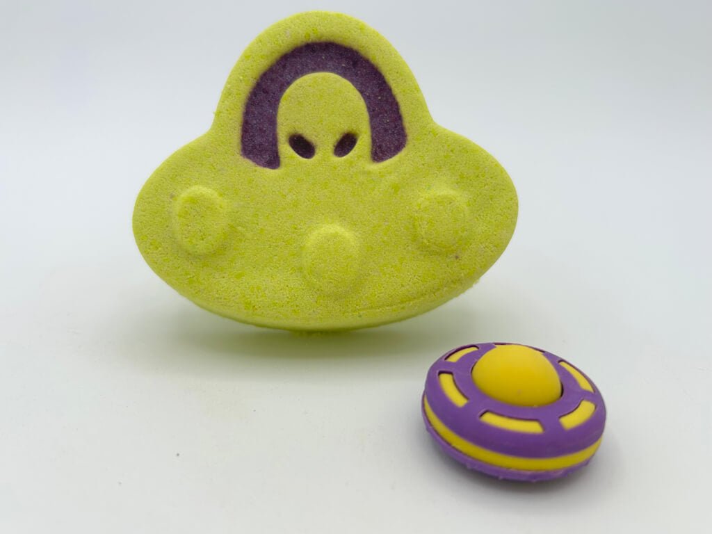 Outer Space UFO Kids Bath Bomb with Outer Space Eraser Toy Inside - Berwyn Betty's Bath & Body Shop