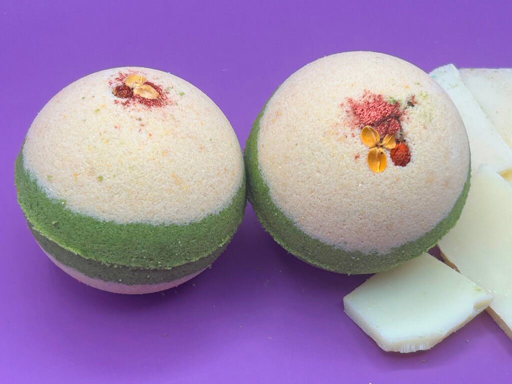Patchouli & Sandalwood Scented Bath Bombs with Handmade Soap Inside - 2 ct - Berwyn Betty's Bath & Body Shop