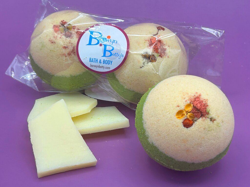 Patchouli & Sandalwood Scented Bath Bombs with Handmade Soap Inside - 2 ct - Berwyn Betty's Bath & Body Shop