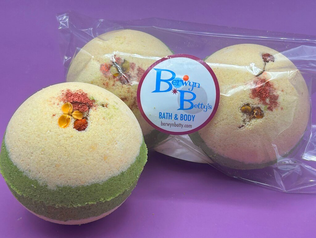 Patchouli & Sandalwood Scented Bath Bombs with Handmade Soap Inside - 2 ct - Berwyn Betty's Bath & Body Shop