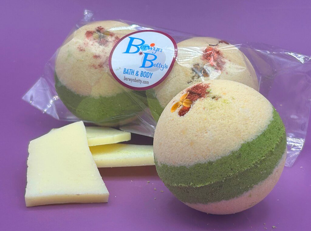 Patchouli & Sandalwood Scented Bath Bombs with Handmade Soap Inside - 2 ct - Berwyn Betty's Bath & Body Shop
