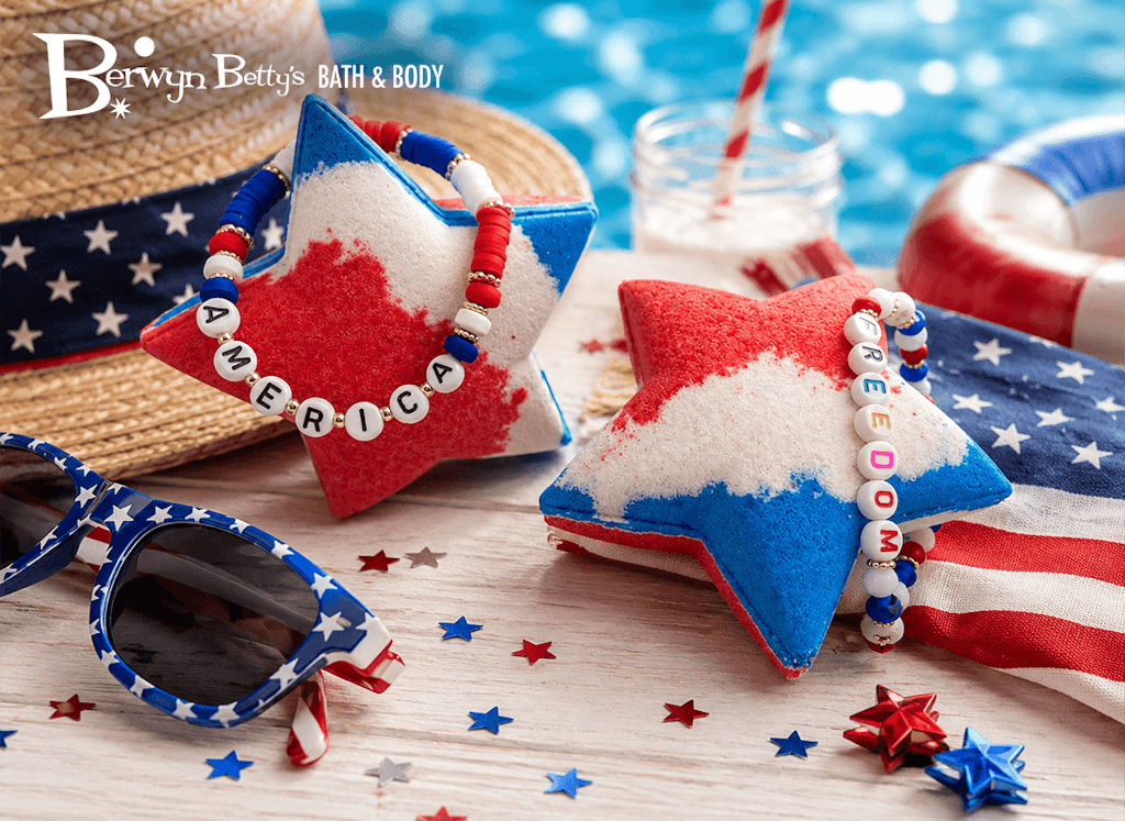 Patriotic America Star Bath Bomb with Toy Bracelet Inside - Berwyn Betty's Bath & Body Shop