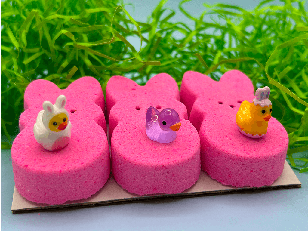 Peeps Pink Kids Bath Bomb Gift Pack with Surprise Toys Inside - 3 ct - Berwyn Betty's Bath & Body Shop