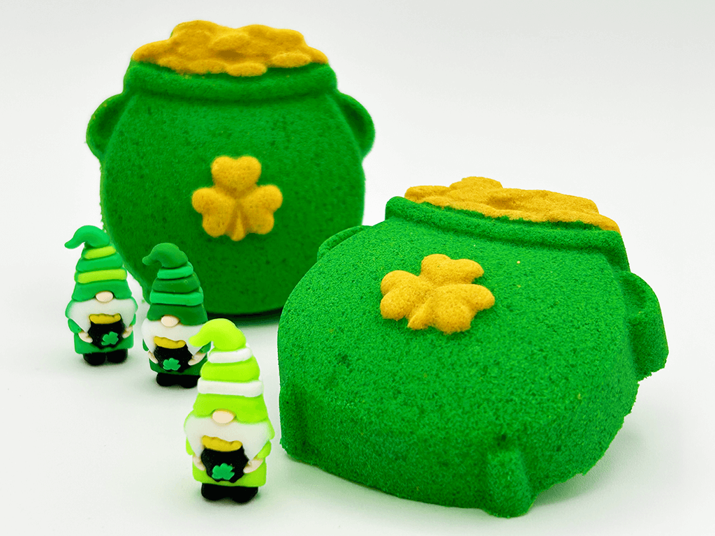 Pot O’Gold Kids Bath Bomb with St Patrick's Gnome Toy Inside - Berwyn Betty's Bath & Body Shop