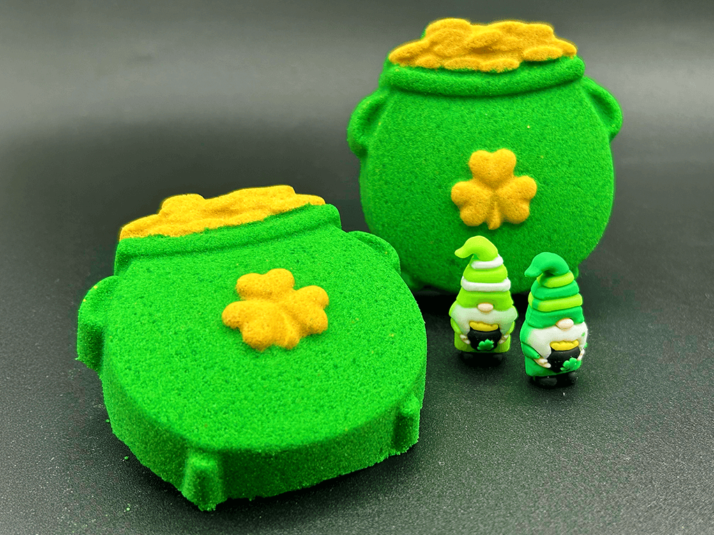 Pot O’Gold Kids Bath Bomb with St Patrick's Gnome Toy Inside - Berwyn Betty's Bath & Body Shop
