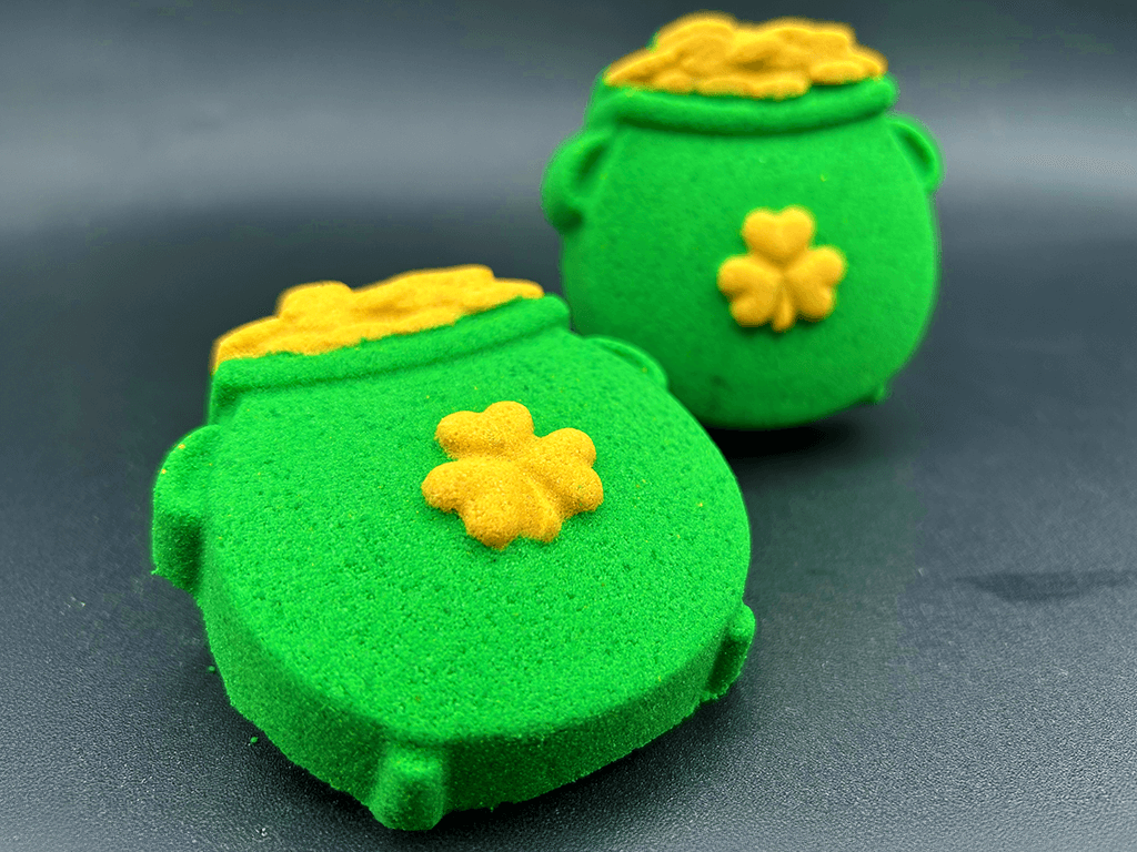 Pot O’Gold Kids Bath Bomb with St Patrick's Gnome Toy Inside - Berwyn Betty's Bath & Body Shop