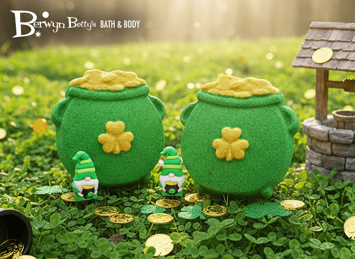 Pot O’Gold Kids Bath Bomb with St Patrick's Gnome Toy Inside - Berwyn Betty's Bath & Body Shop