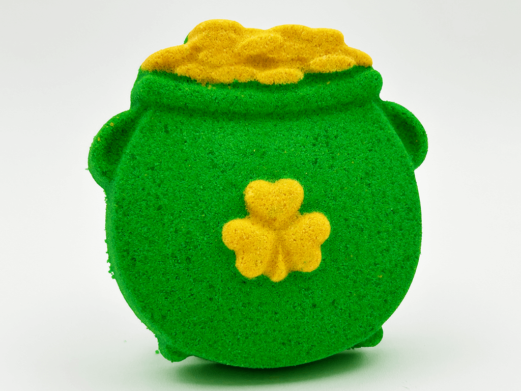 Pot O’Gold Kids Bath Bomb with St Patrick's Gnome Toy Inside - Berwyn Betty's Bath & Body Shop