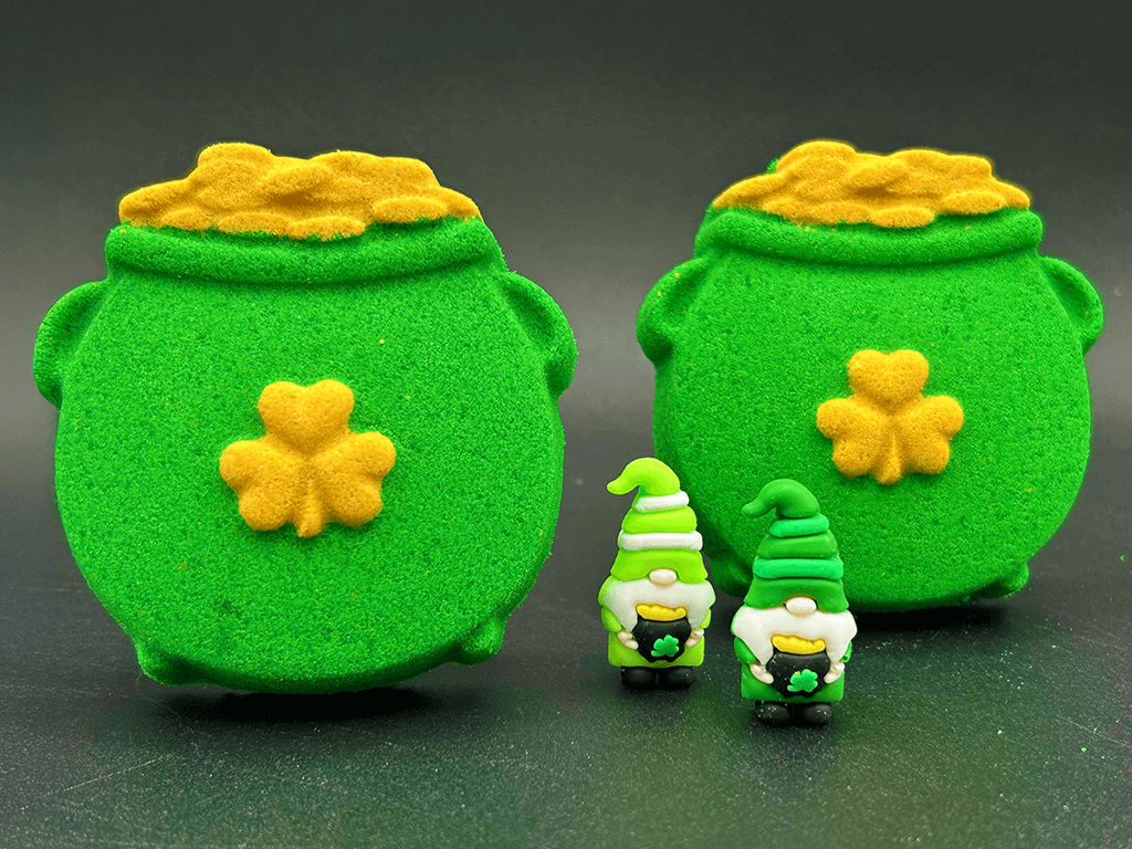 Pot O’Gold Kids Bath Bomb with St Patrick's Gnome Toy Inside - Berwyn Betty's Bath & Body Shop
