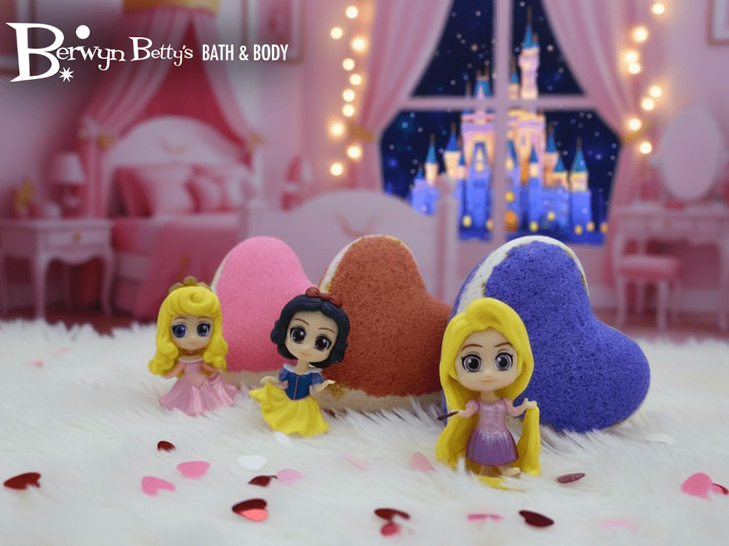 PRINCESS HEARTS Kids Bath Bomb Gift Box with Princess Toys Inside - 4 ct - Berwyn Betty's Bath & Body Shop