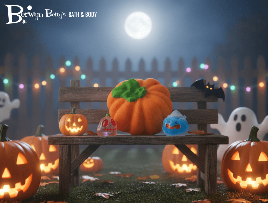 👻 Pumpkin Top Kids Bath Bomb with Jack - o’ - Lantern Surprise Inside - Berwyn Betty's Bath & Body Shop