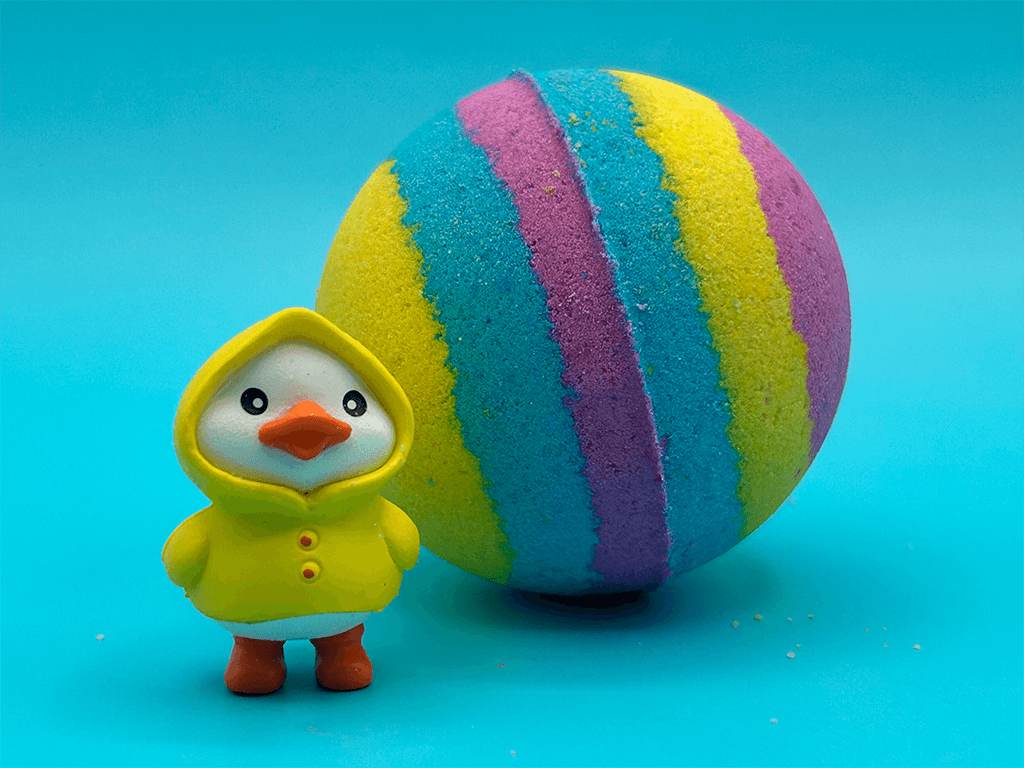 Rainbow Duck Kids Bath Bomb with Toy Duck Inside - Berwyn Betty's Bath & Body Shop