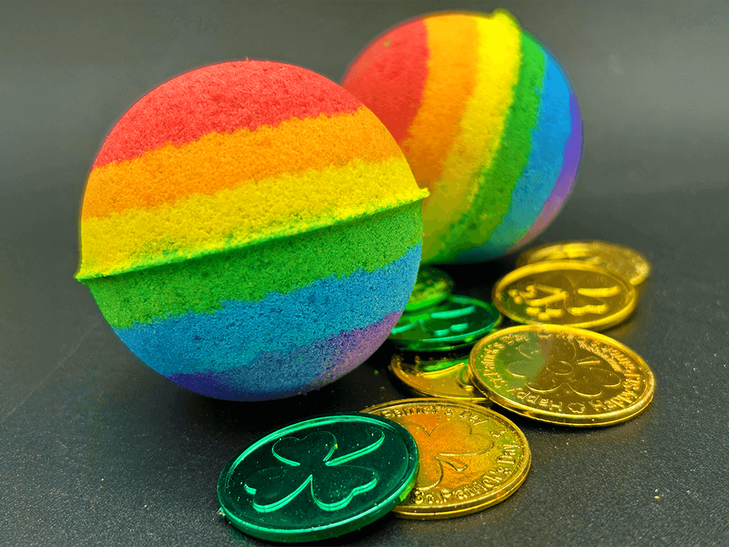 Rainbow's End Kids Bath Bomb with Plastic Coins Inside - Berwyn Betty's Bath & Body Shop