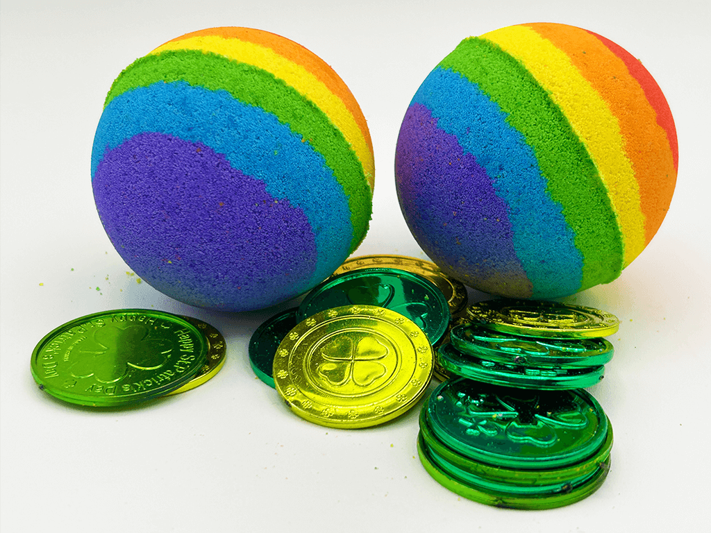 Rainbow's End Kids Bath Bomb with Plastic Coins Inside - Berwyn Betty's Bath & Body Shop