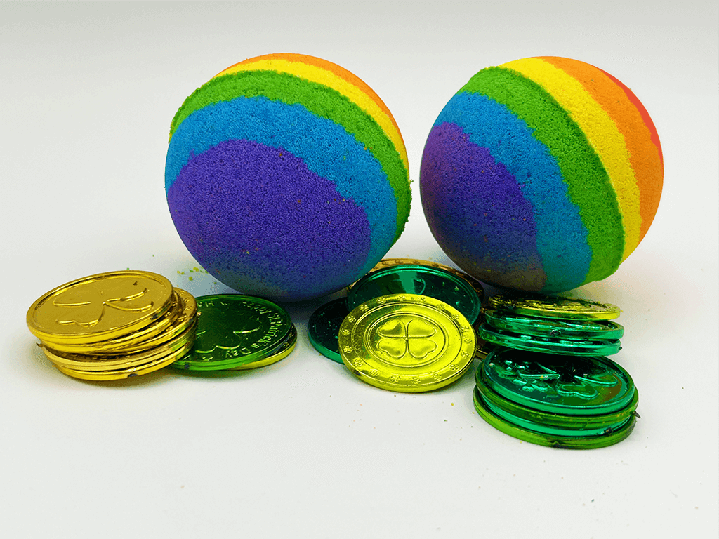 Rainbow's End Kids Bath Bomb with Plastic Coins Inside - Berwyn Betty's Bath & Body Shop