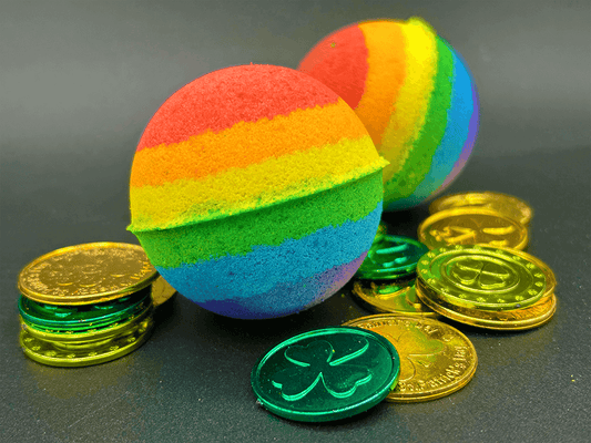 Rainbow's End Kids Bath Bomb with Plastic Coins Inside - Berwyn Betty's Bath & Body Shop