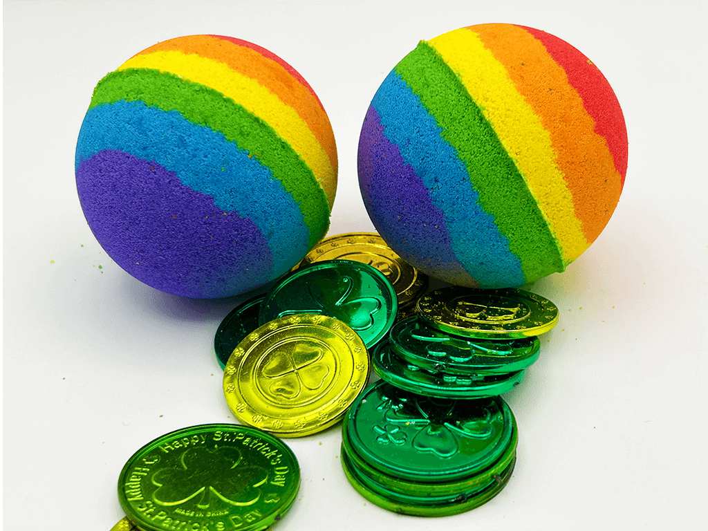 Rainbow's End Kids Bath Bomb with Plastic Coins Inside - Berwyn Betty's Bath & Body Shop