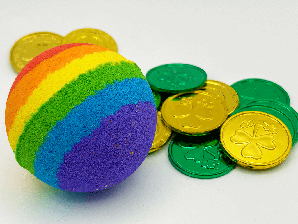 Rainbow's End Kids Bath Bomb with Plastic Coins Inside - Berwyn Betty's Bath & Body Shop