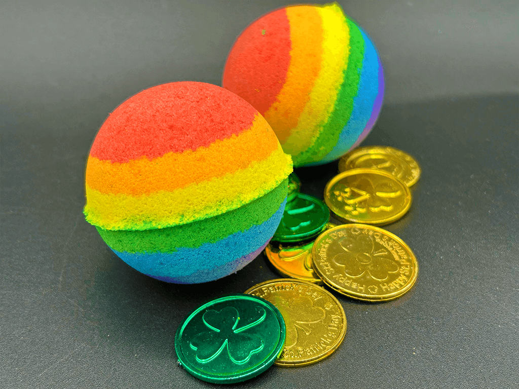 Rainbow's End Kids Bath Bomb with Plastic Coins Inside - Berwyn Betty's Bath & Body Shop