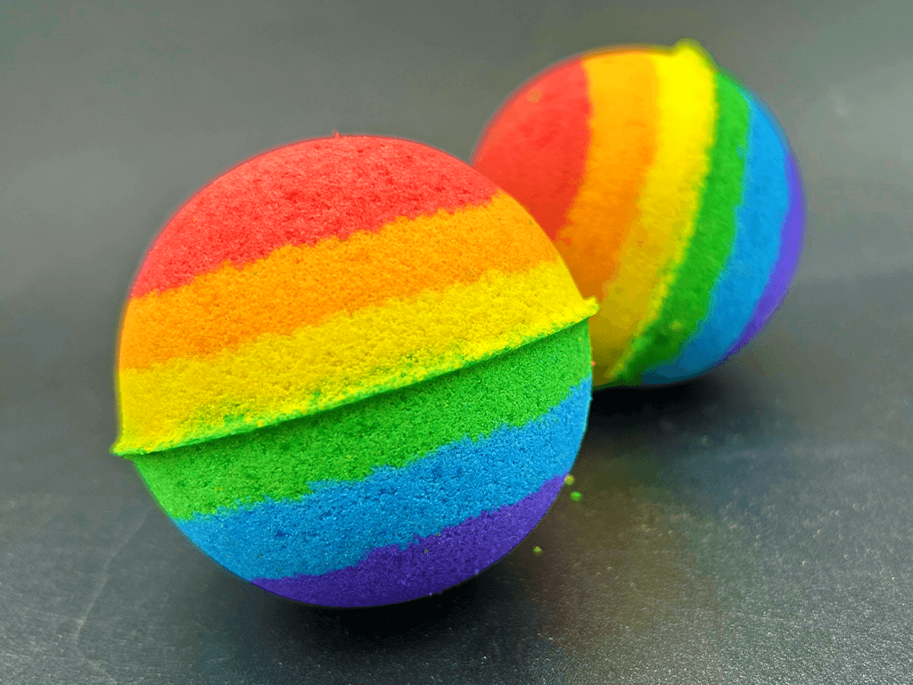 Rainbow's End Kids Bath Bomb with Plastic Coins Inside - Berwyn Betty's Bath & Body Shop