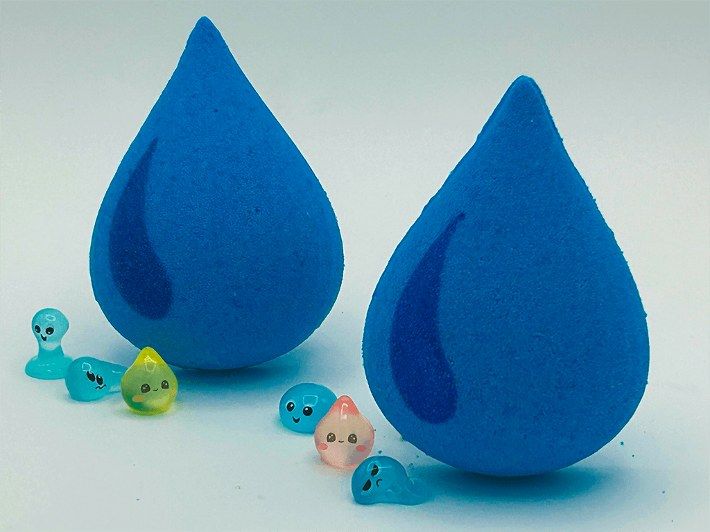 Raindrop Kids Bath Bomb with Tiny Raindrop Characters Inside - Berwyn Betty's Bath & Body Shop
