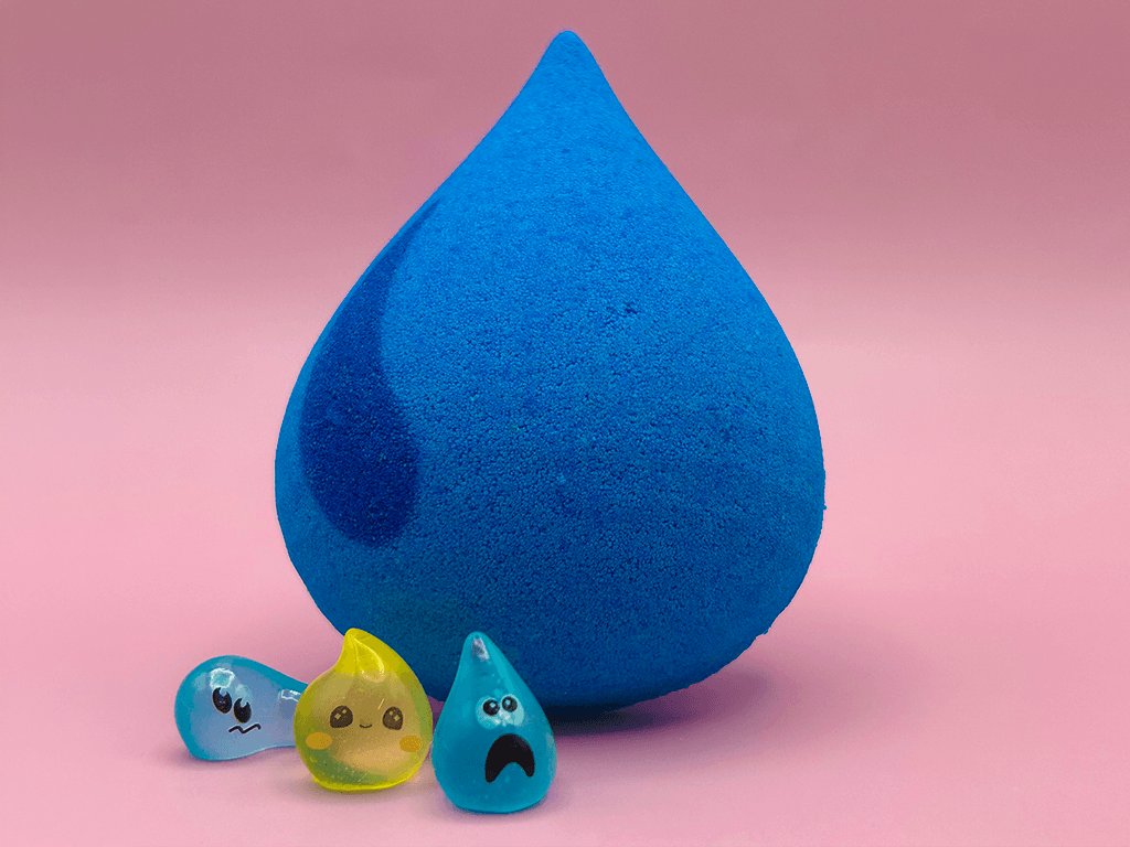 Raindrop Kids Bath Bomb with Tiny Raindrop Characters Inside - Berwyn Betty's Bath & Body Shop