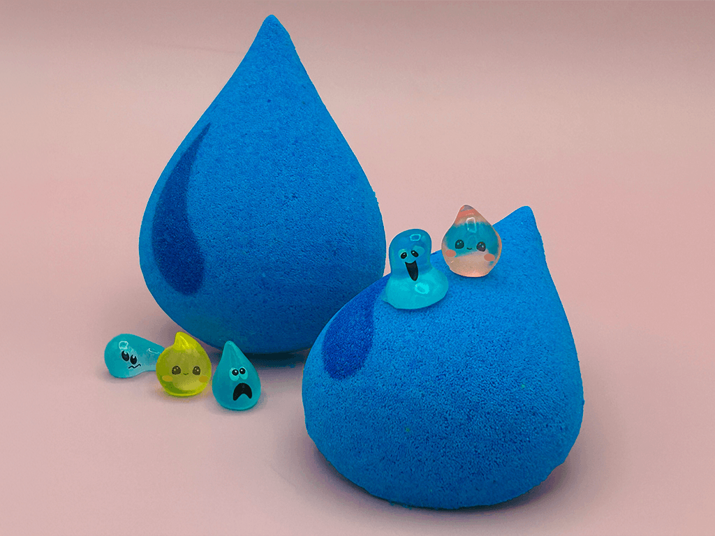 Raindrop Kids Bath Bomb with Tiny Raindrop Characters Inside - Berwyn Betty's Bath & Body Shop