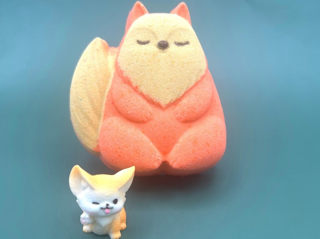 Red Fox Kids Bath Bomb with Baby Fox Mini Figurine Inside - Berwyn Betty's Bath & Body Shop