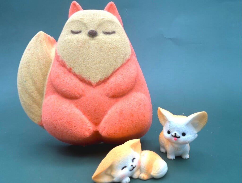 Red Fox Kids Bath Bomb with Baby Fox Mini Figurine Inside - Berwyn Betty's Bath & Body Shop