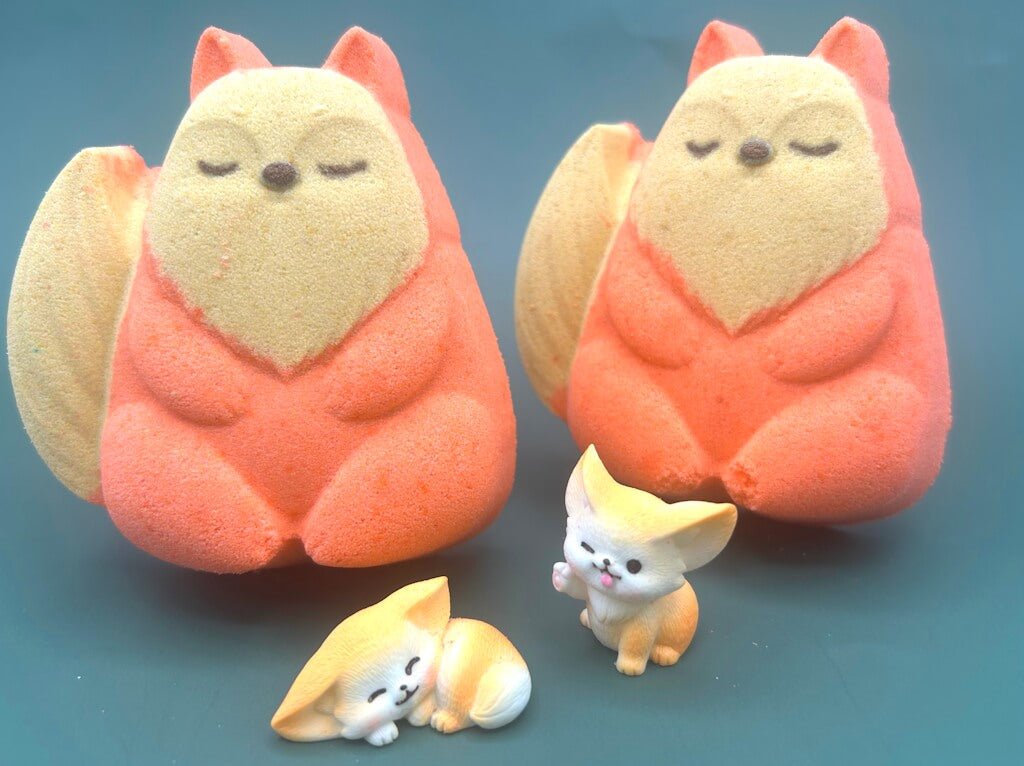 Red Fox Kids Bath Bomb with Baby Fox Mini Figurine Inside - Berwyn Betty's Bath & Body Shop