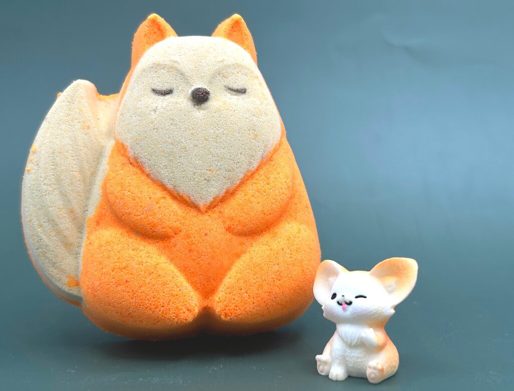 Red Fox Kids Bath Bomb with Baby Fox Mini Figurine Inside - Berwyn Betty's Bath & Body Shop