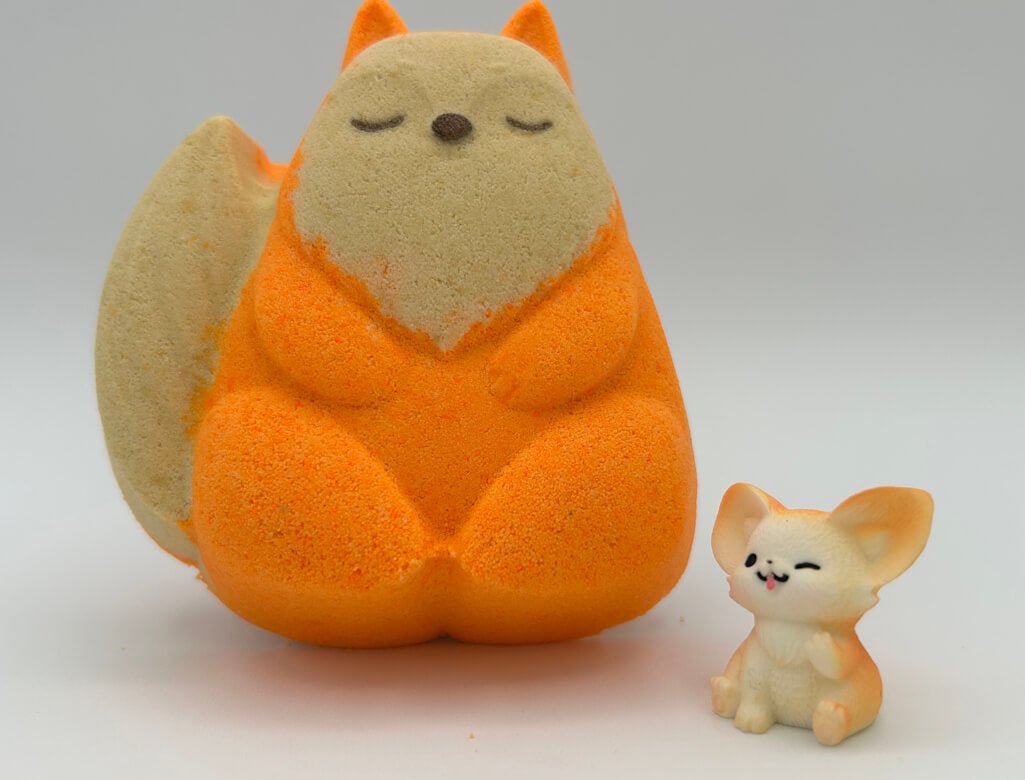 Red Fox Kids Bath Bomb with Baby Fox Mini Figurine Inside - Berwyn Betty's Bath & Body Shop