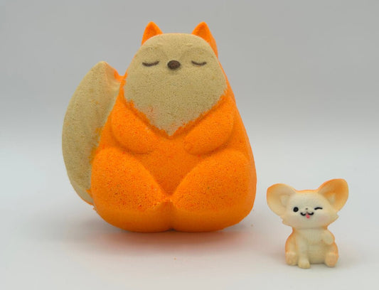 Red Fox Kids Bath Bomb with Baby Fox Mini Figurine Inside - Berwyn Betty's Bath & Body Shop
