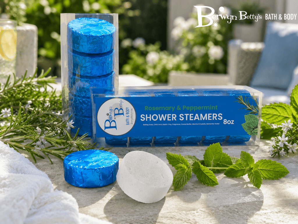 Rosemary & Peppermint Shower Steamers - 6 ct - Berwyn Betty's Bath & Body Shop