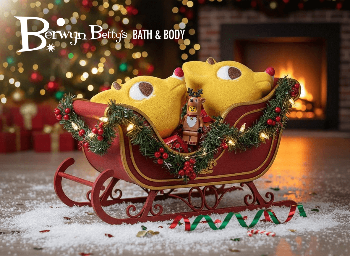 Rudolph the Red Nose Reindeer Kids Bath Bomb with Reindeer Minifigure Inside - Berwyn Betty's Bath & Body Shop