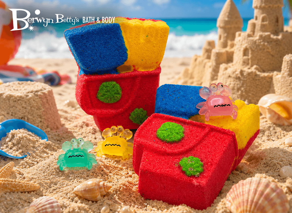 Sand Pail Kids Bath Bomb with Luminous Crab Toy Inside - Berwyn Betty's Bath & Body Shop