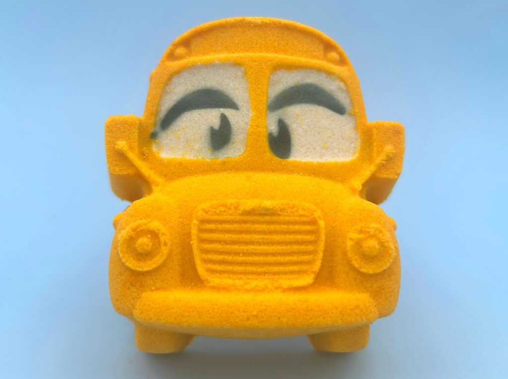 School Bus Bath Bomb with Minifigure Student Inside - Berwyn Betty's Bath & Body Shop