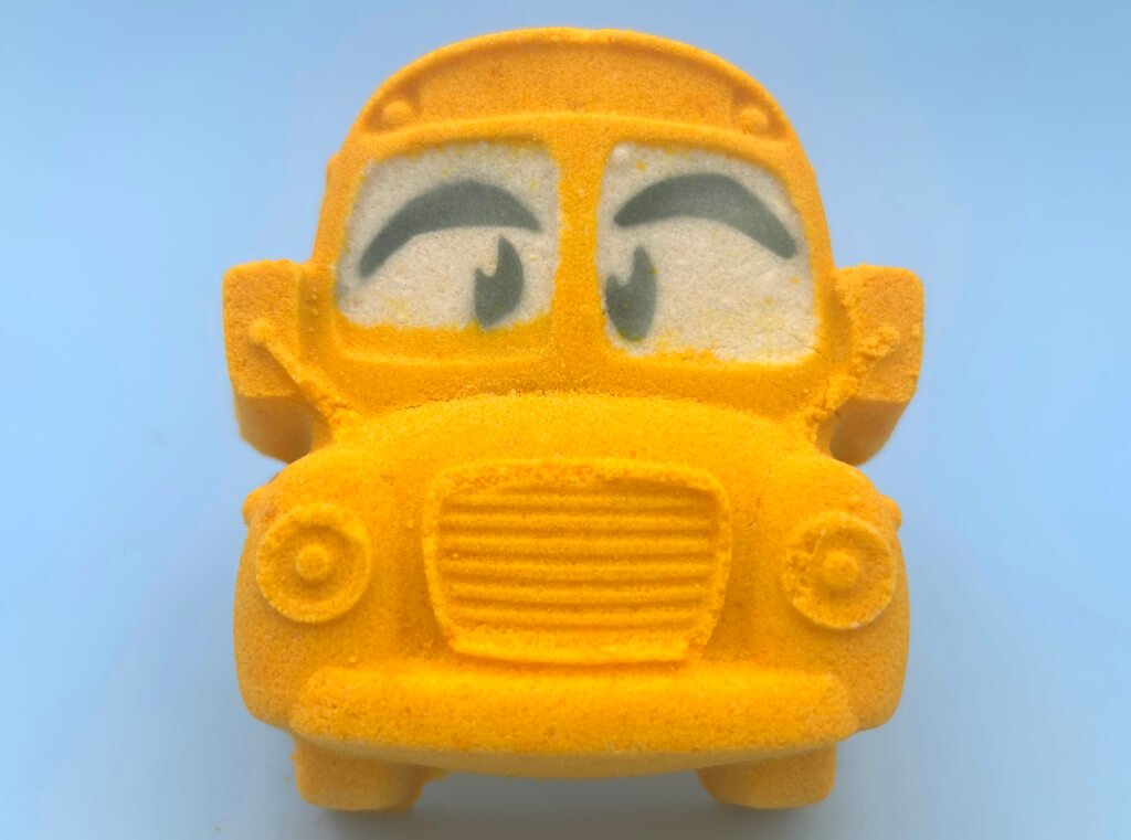 School Bus Bath Bomb with Minifigure Student Inside - Berwyn Betty's Bath & Body Shop