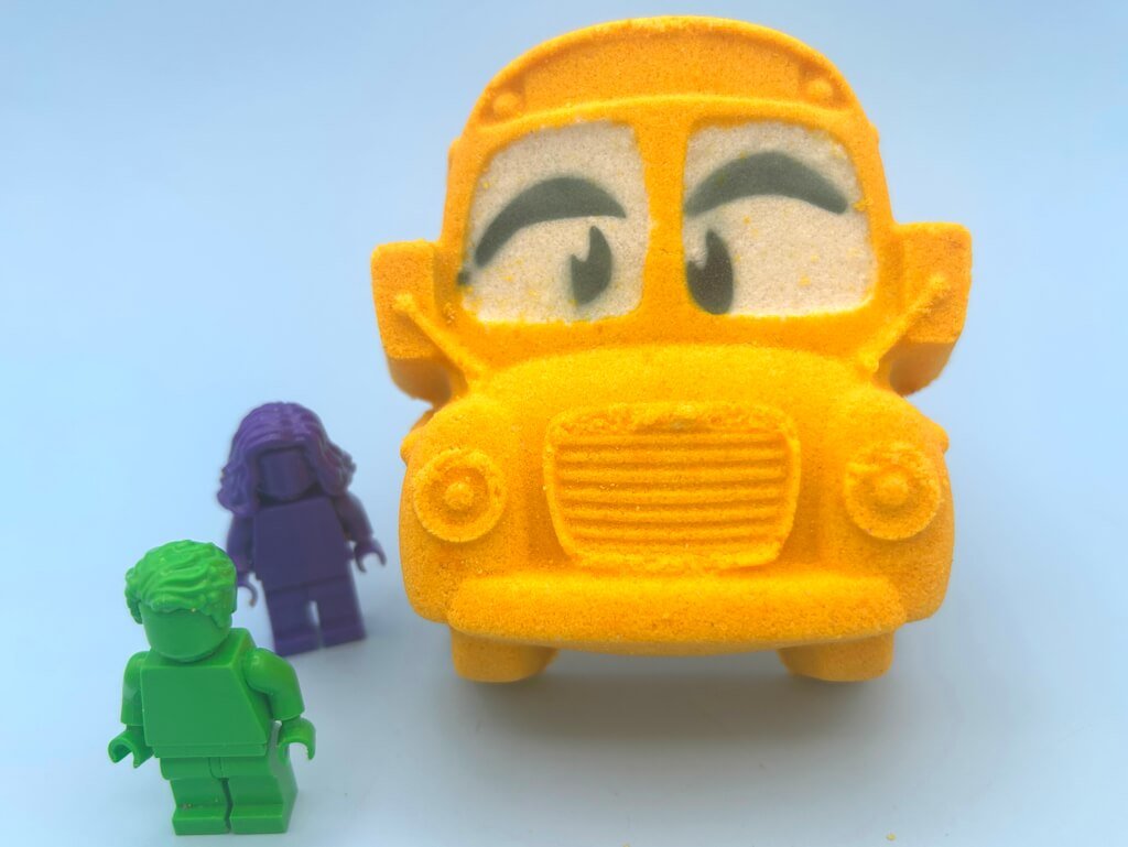 School Bus Bath Bomb with Minifigure Student Inside - Berwyn Betty's Bath & Body Shop